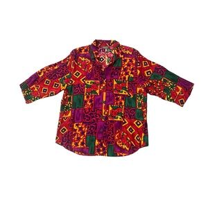 Vintage Abstract Floral Print Eighties Shirt